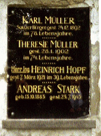 Familiengrab Karl Müller auf dem alten Saazer Friedhof
